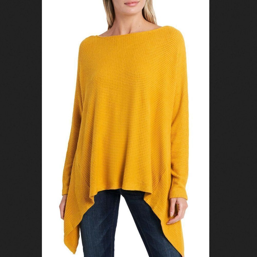 1.State Yellow Knot Back Waffle Knit Top Size Large